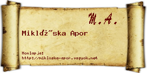 Miklóska Apor névjegykártya